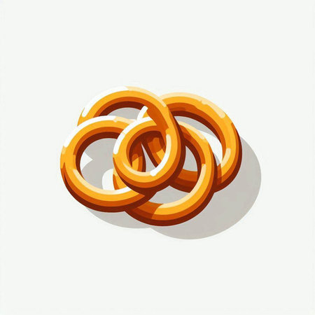 Illustration of a set of pretzels on a white background