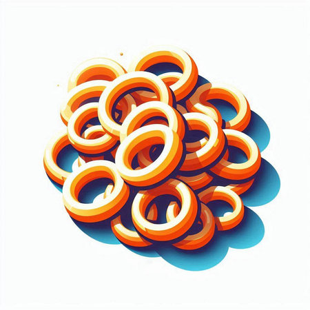 3d orange rings on a white background. 3d vector illustrationの写真素材
