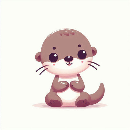 Cute otter vector illustration. Cute cartoon animal character.の写真素材