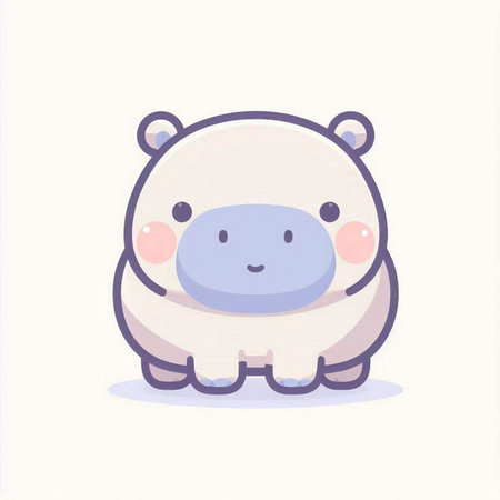 Cute hippopotamus character. Vector illustration in cartoon style.の写真素材