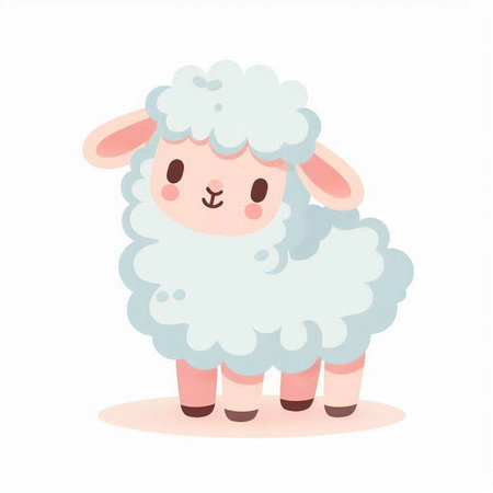 Cute cartoon sheep. Vector illustration isolated on a white background.の写真素材