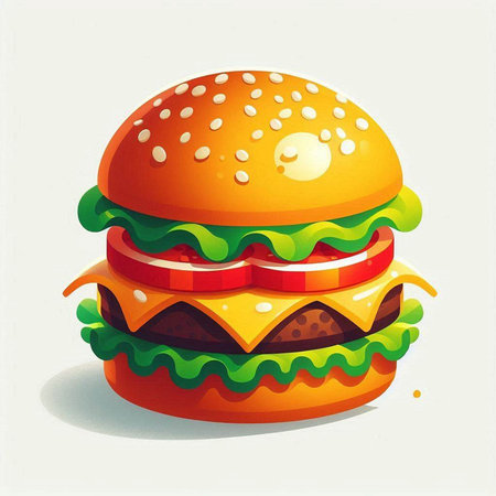 Illustration of a hamburger on a white background. Vector illustrationの写真素材