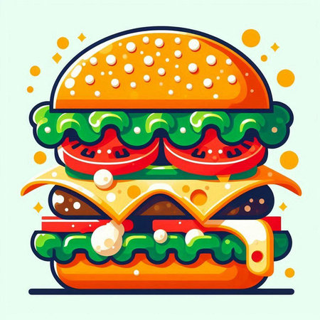 Hamburger. Fast food. Vector illustration in cartoon style.の写真素材