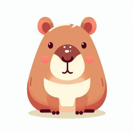 Cute cartoon beaver isolated on white background. Vector illustration.の写真素材