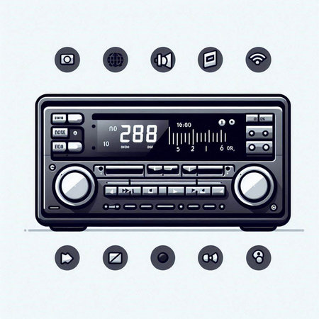 Retro radio set on white background. Vector illustration. Eps 10.