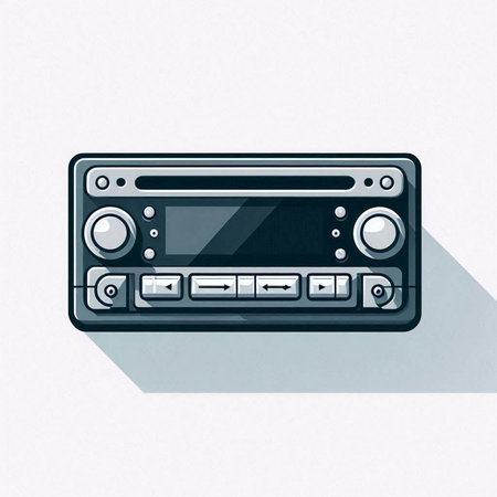 Retro audio cassette player on a white background. Vector illustration.