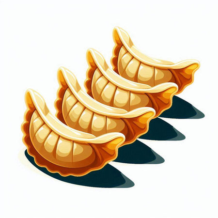 Illustration of a fried dumplings on a white background.の写真素材