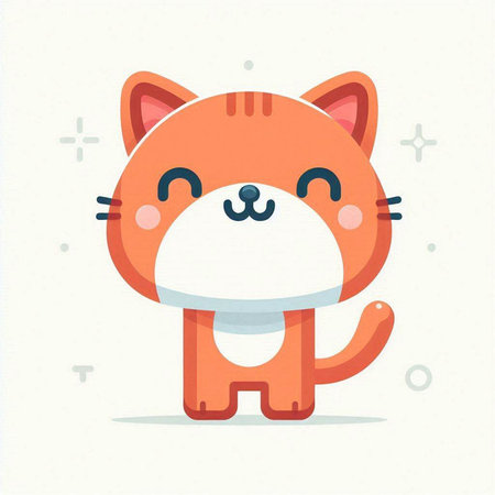 Cute cartoon cat vector illustration. Cute kawaii animal character.の写真素材