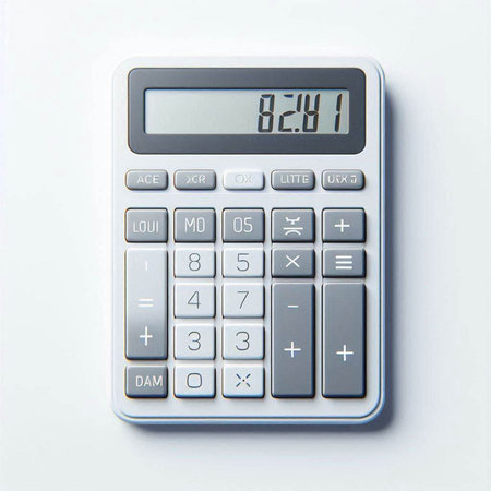 Calculator with the word tax on display isolated on white background