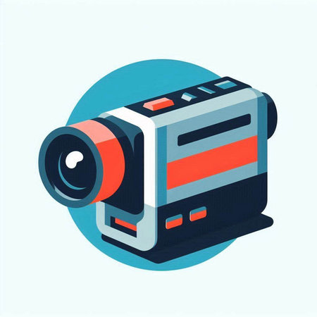 Camera icon in flat style. Vector illustration of a video camera.