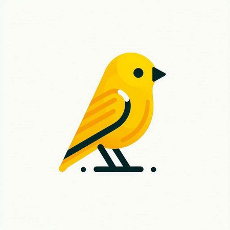 Yellow bird icon in flat style. Vector illustration on white background.