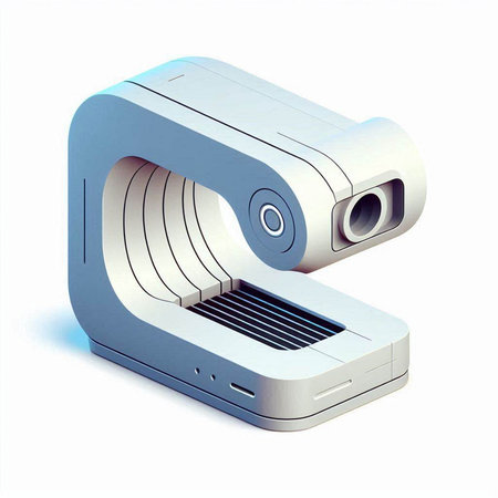 Digital camera on a white background. 3d rendering. Computer digital drawing.
