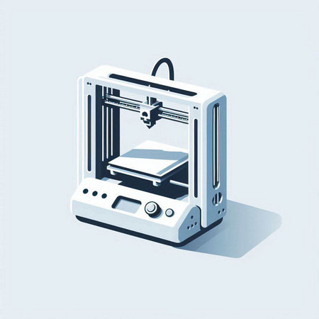 3d printer. Isometric 3d illustration. Vector illustration.