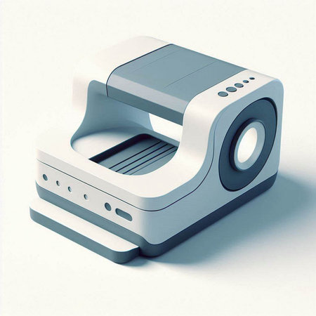 Printer on a white background. 3d rendering. Computer digital drawing.