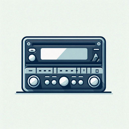 Illustration of a retro radio on a white background. Vector illustration.
