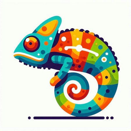 colorful chameleon isolated on a white background. vector illustrationの写真素材