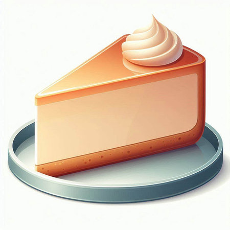 Illustration of a slice of cheesecake on a white background.