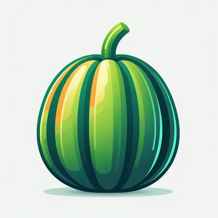 Illustration of a green pumpkin isolated on a white background - vectorの写真素材