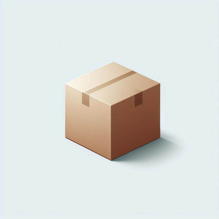 Cardboard box on a blue background. 3D rendering. Illustration.
