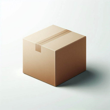 Brown cardboard box on a white background. 3d rendering. Computer digital drawing.