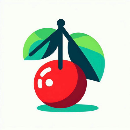 Cherry icon on a white background. Vector illustration in flat style.の写真素材