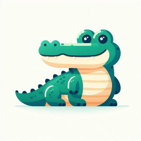 Cute cartoon crocodile. Vector illustration isolated on white background.の写真素材