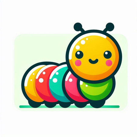 Cute cartoon caterpillar. Vector illustration in a flat style.の写真素材