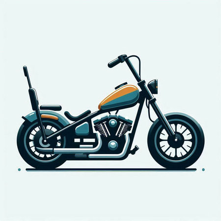 Vintage custom chopper motorcycle vector illustration in flat cartoon style.