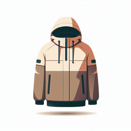 Illustration of a winter jacket with hood isolated on a white background