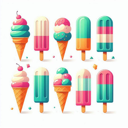Ice cream set. Vector illustration of different types of ice cream.
