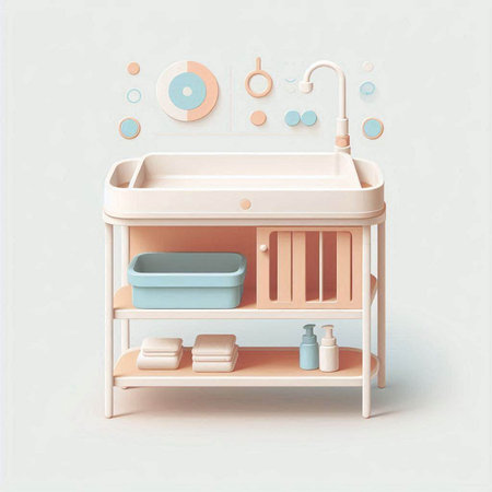 Bathroom interior with bathtub. 3D illustration. Vintage style.の写真素材