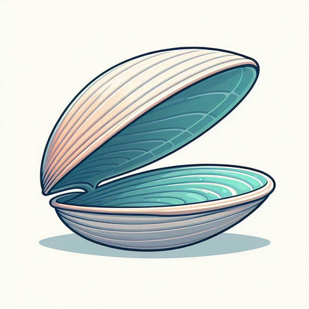 Vector illustration of an oyster shell isolated on a white background.