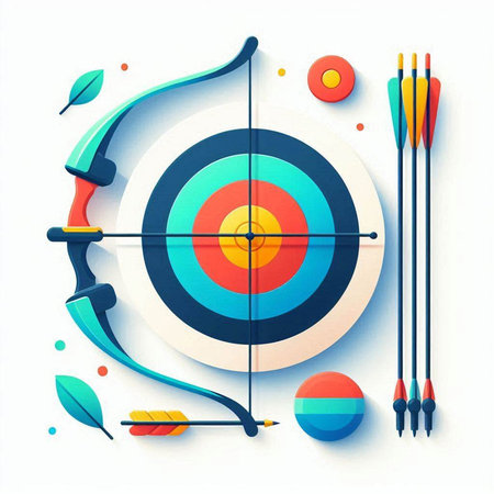 Archery target with arrows on a white background. Vector illustration.