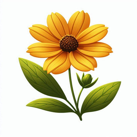 yellow flower isolated on white background, vector illustration, eps 10