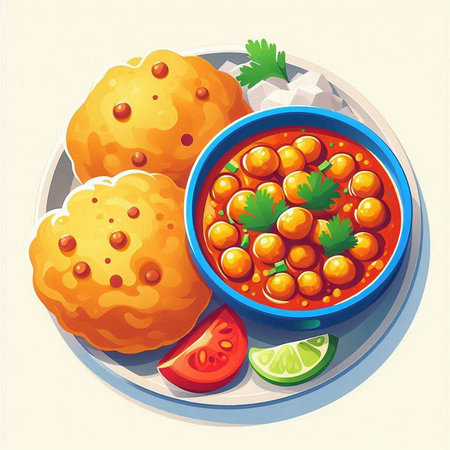 illustration of a bowl of chickpeas with a tomato sauce