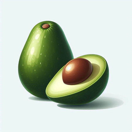 Avocado on a light background. Vector illustration of avocados.