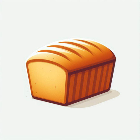 Illustration of a loaf of bread isolated on a white background.