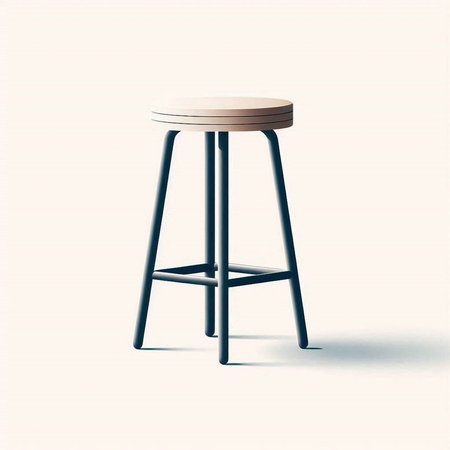 Wooden bar stool on a light background. 3D rendering.