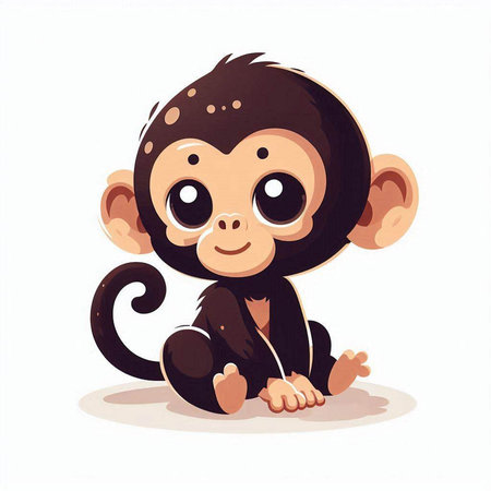 Cute cartoon monkey isolated on a white background. Vector illustration.