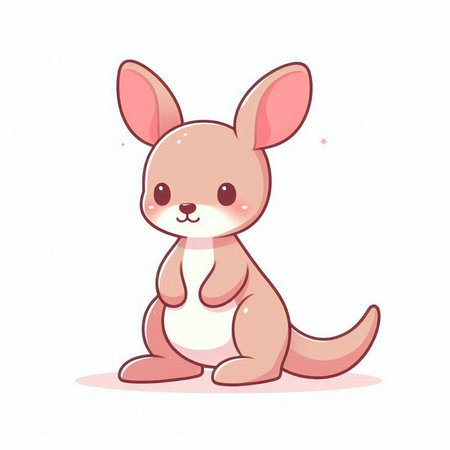 Cute kangaroo cartoon vector illustration isolated on white background.