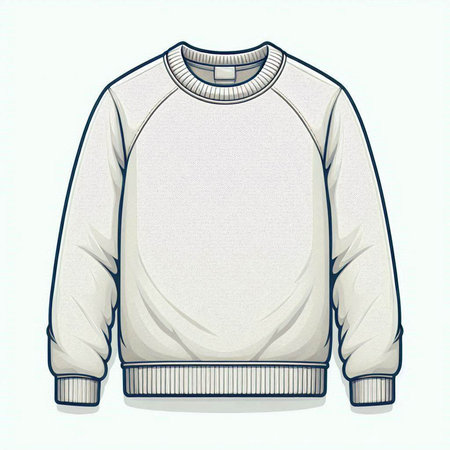 Vector illustration of white men's sweater with a long sleeves on a white background