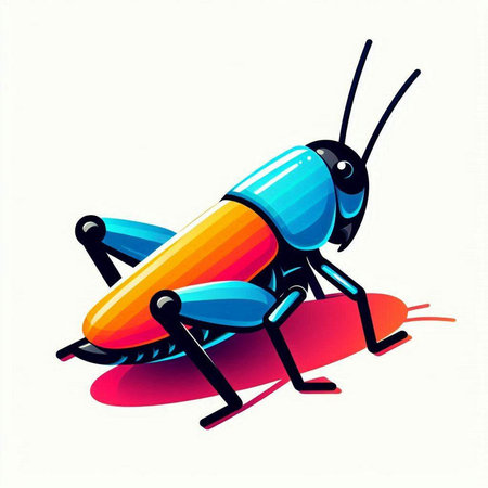 Grasshopper on a white background. Vector illustration. Eps 10.