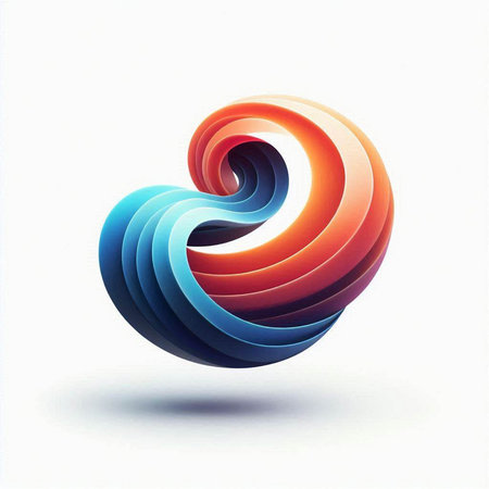 abstract 3d illustration of blue and orange swirl on white background