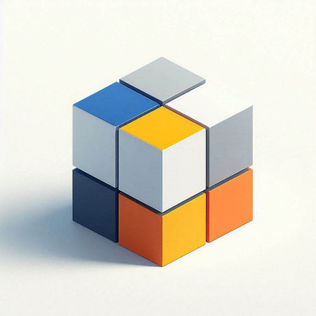Colorful 3d cube on a white background. 3d rendering