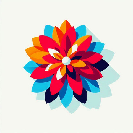 Colorful origami flower on a white background. Vector illustration.の写真素材
