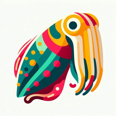 Colorful abstract octopus. Vector illustration in doodle style.