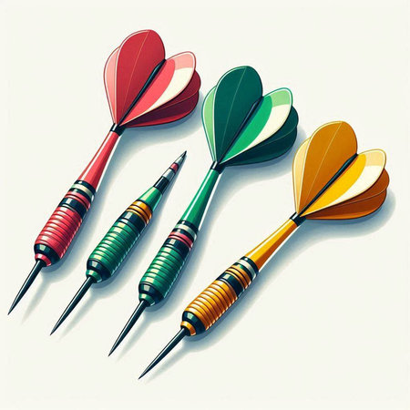 darts with red, green and yellow arrows on a white background