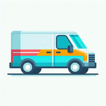 Colorful delivery van. Vector illustration in flat style on white background.