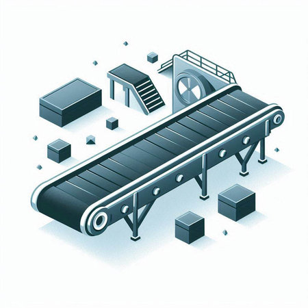 Conveyor belt on a white background. 3d isometric vector illustration.