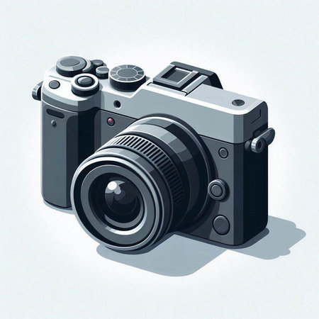 Digital SLR camera on a white background. 3D rendering.